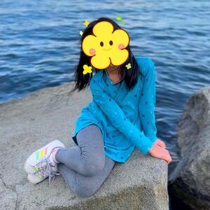 Cat & Jack Girls' Teal Moon and Dot Dress